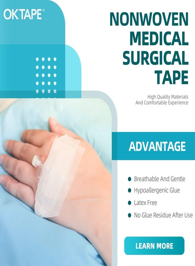 OK TAPE OKPore Medical Surgical Tape Nonwoven (Pack of 24) - First Aid Surgical Tape Hypoallergenic and Breathable for Wound Dressing Care - 0.5in x 10yds - Image 3